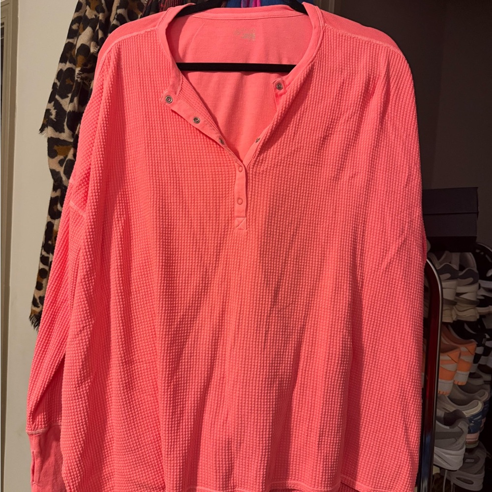 Aerie Women's Pink Waffle Knit Top